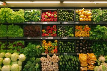 Vegetables on a shelf